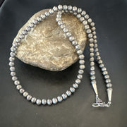 6mm Hand Stamped Navajo Pearls Bench Necklace 23" | Sterling Silver | Authentic Native American Handmade | 18407