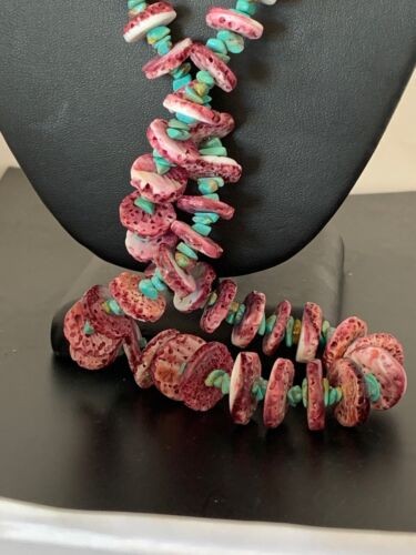 Navajo Purple Spiny Turquoise Necklace Sterling Silver 32" 11305