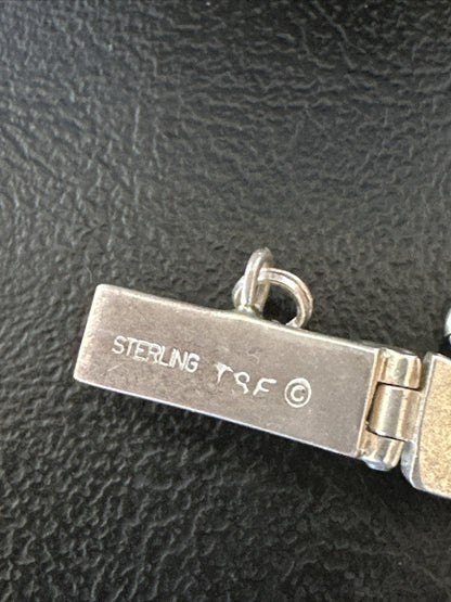 Blue Turquoise Navajo Old Pawn Sterling Silver Inlay Bracelet 8” 18132