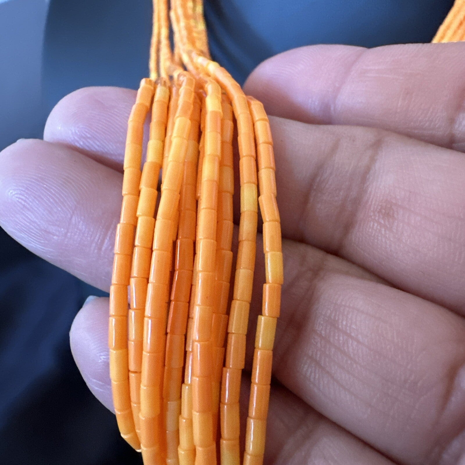 Stabilized Orange Heishi 10S Sterling Silver Necklace 20” 18163