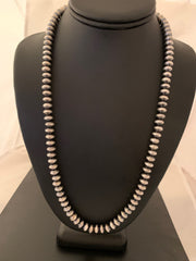 Navajo Pearls Rondelles 8mm Bead Necklace 38" | Sterling Silver | Authentic Native American Handmade | 60838