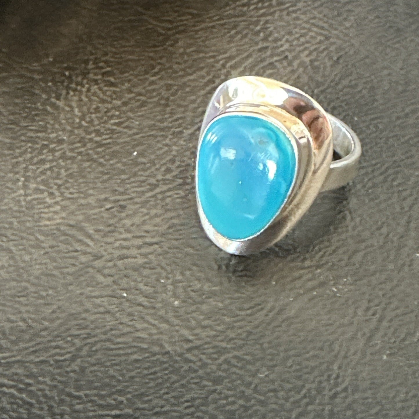 Southwestern Sterling Silver Blue Kingman Turquoise Ring Size 7.5 18525