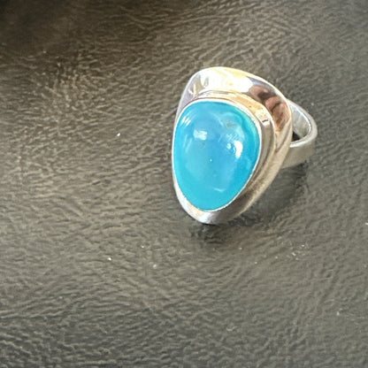 Southwestern Sterling Silver Blue Kingman Turquoise Ring Size 7.5 18525