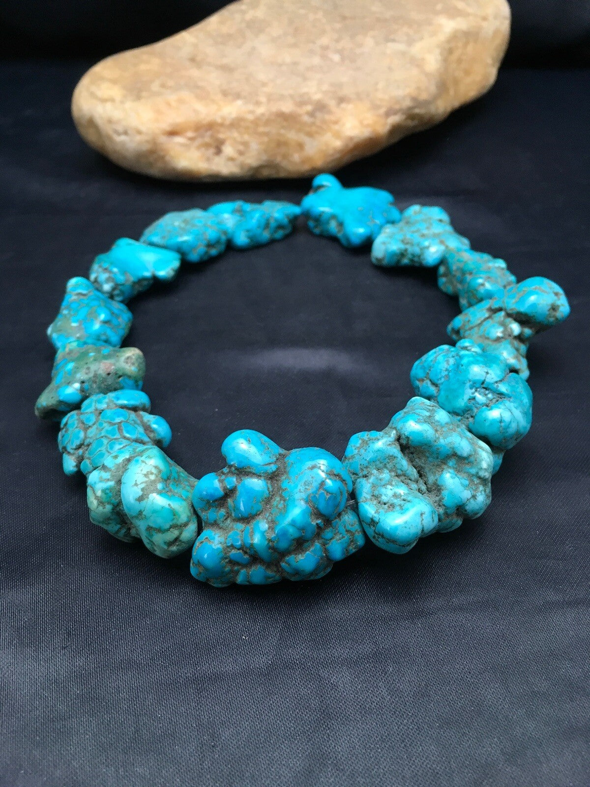 Native American Indian Blue Turquoise Nugget Free Form Bead Strand 03153