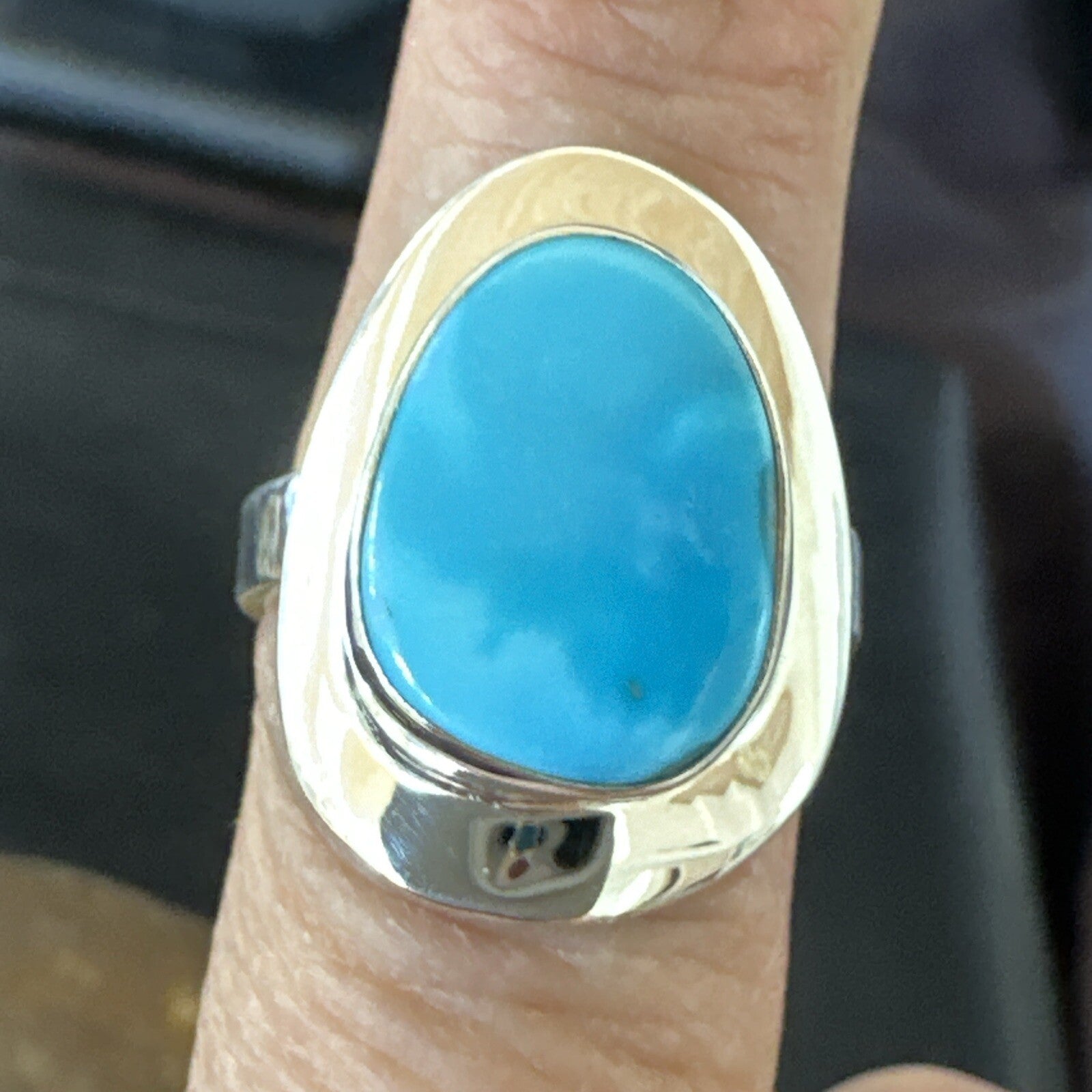 Southwestern Sterling Silver Blue Kingman Turquoise Ring Size 8 18523