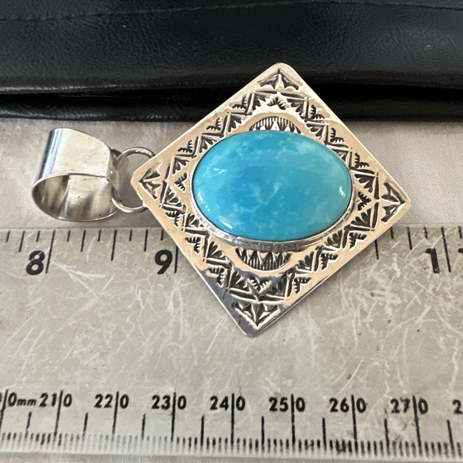 Men Women Blue Kingman Turquoise Pendant Navajo Sterling H Joe 19518