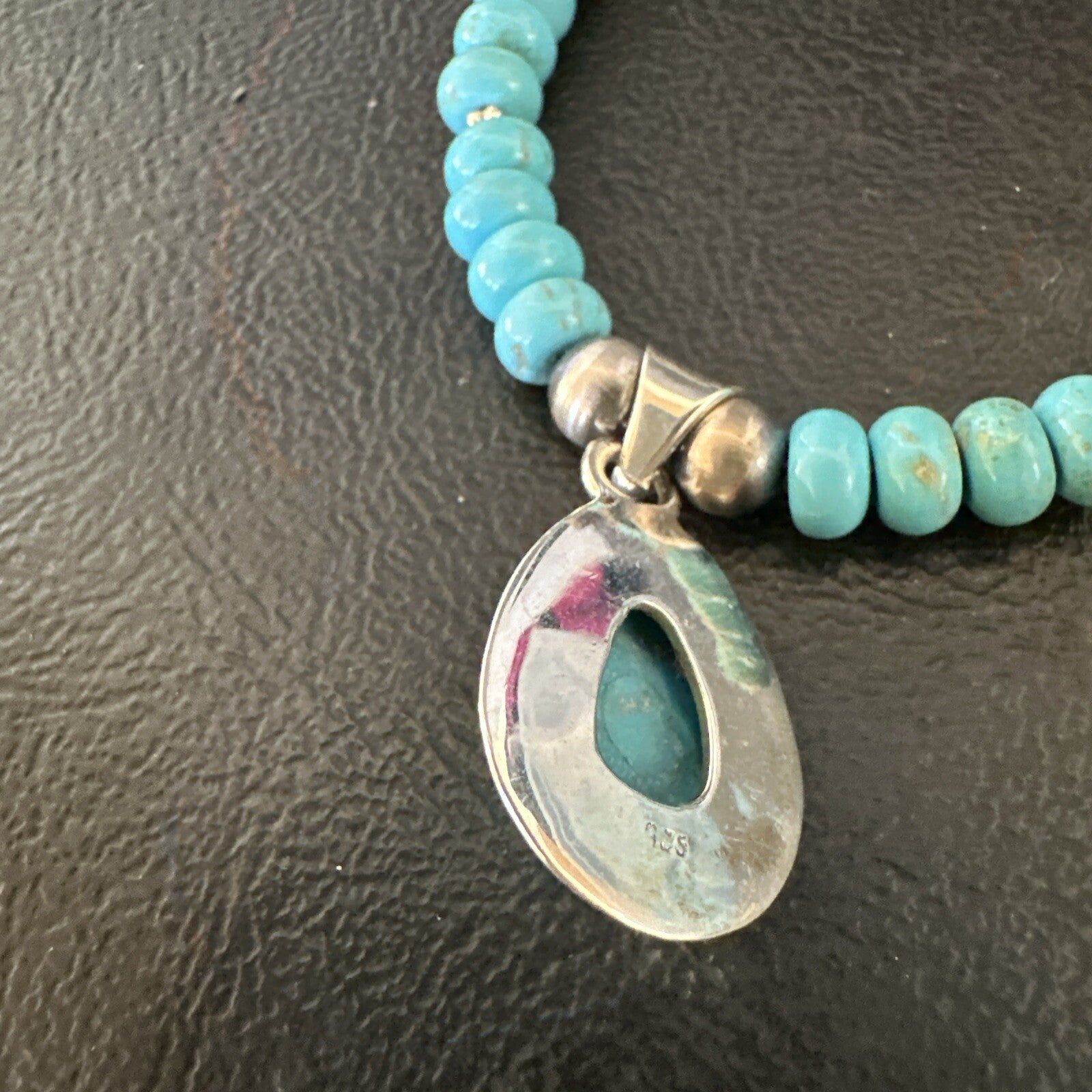 WoMens Blue Kingman Turquoise Pendant Navajo Sterling Silver Necklace 21" 18419