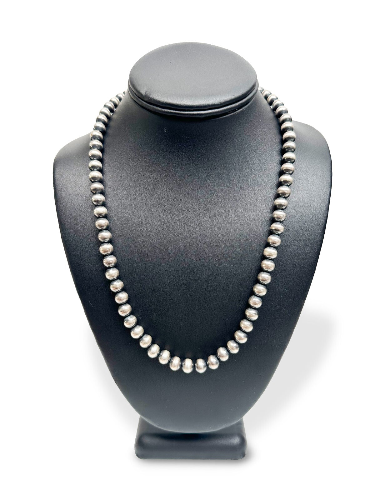 Native American 8mm Sterling Silver Navajo Pearls 23" Single Strand Necklace