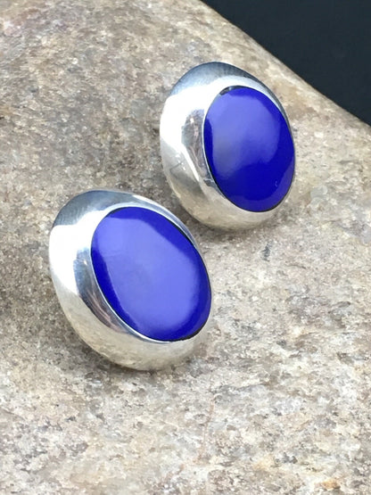 Blue Lapis Indian Navajo Sterling Silver Earrings 1999