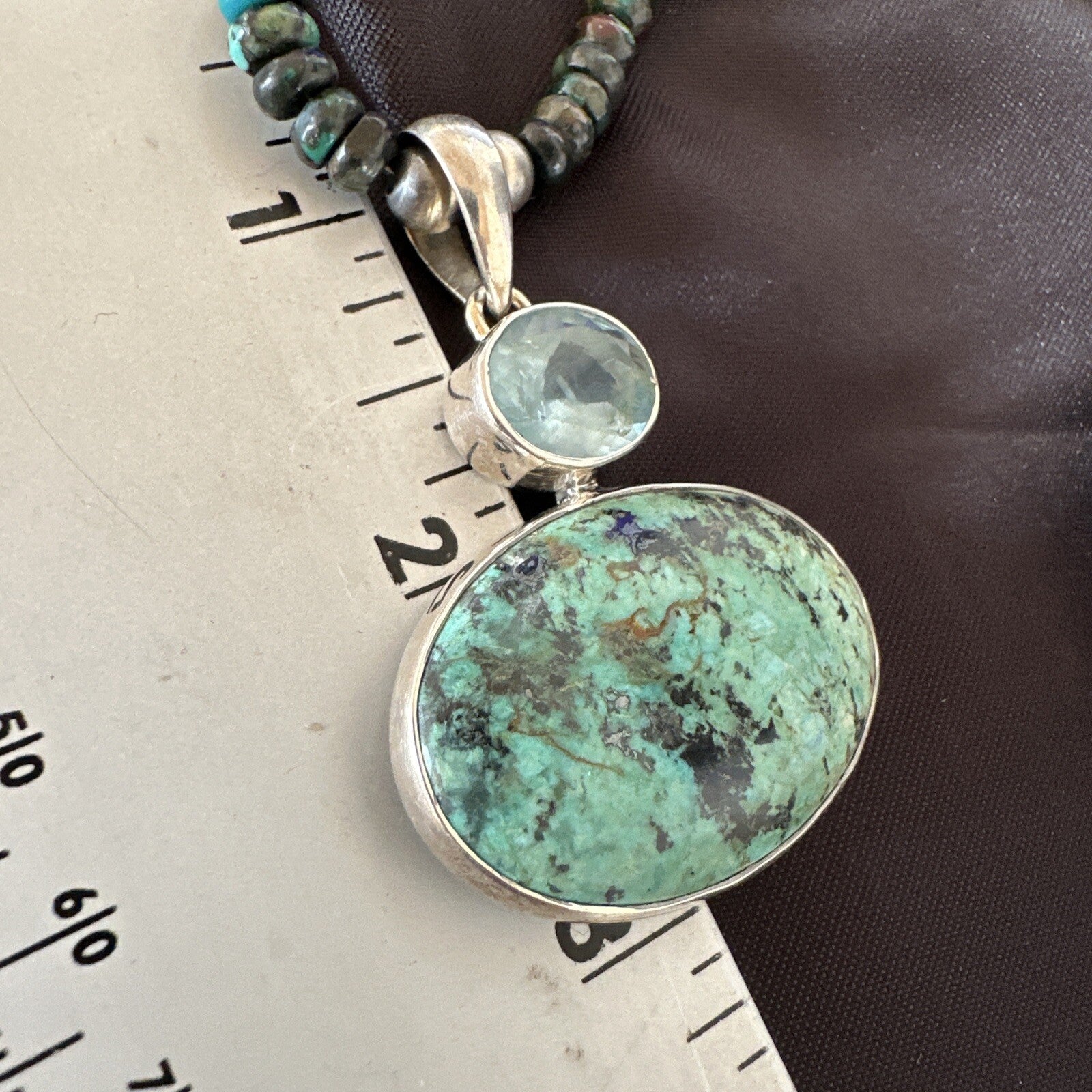 Mens Blue Spiderweb Turquoise Pendant Navajo Sterling Silver Necklace 18068