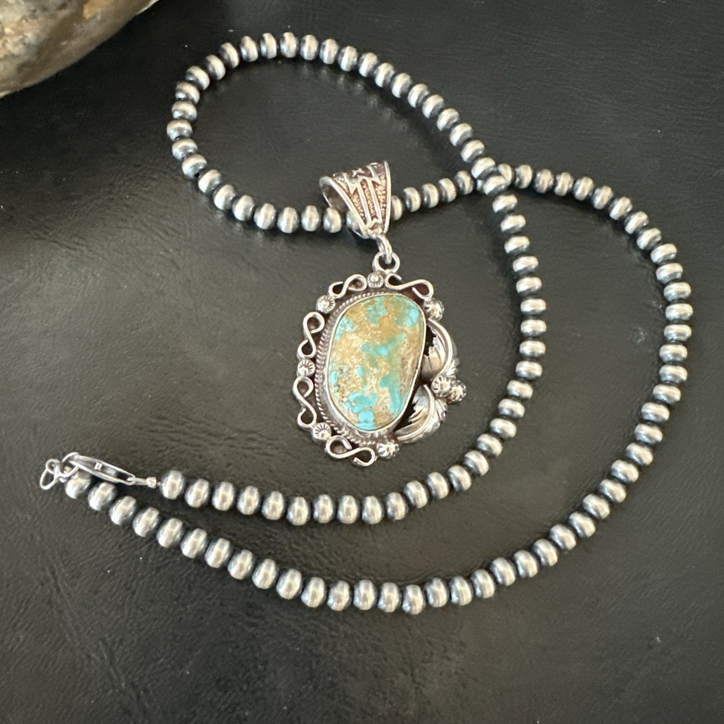 WoMens Navajo Pearls Sterling Silver Royston Turquoise Necklace Pendant 19362