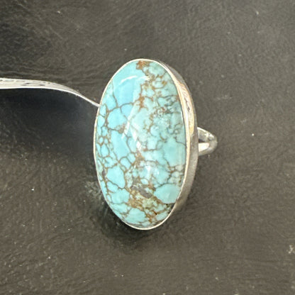 Blue Turquoise#8 Southwestern Sterling Silver Ring Size 5 19728