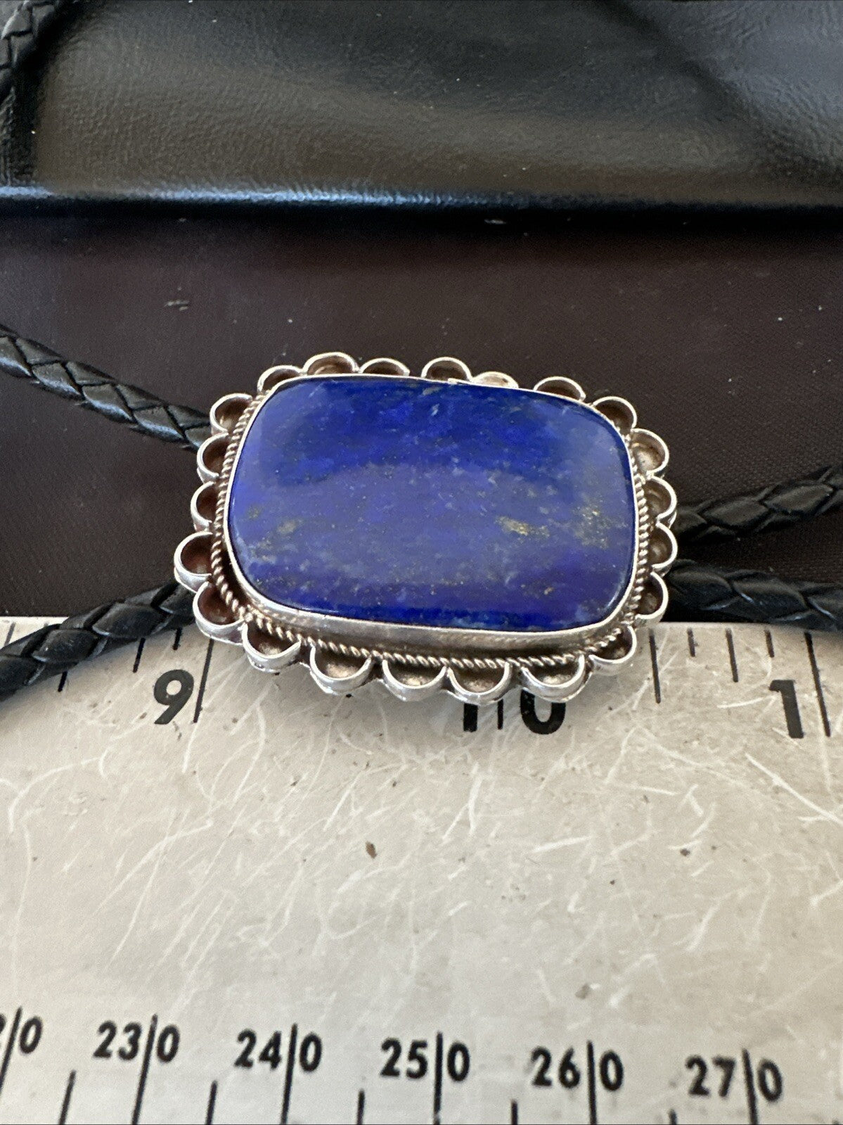 Mens Blue Lapis Lazuli Navajo Sterling Silver Bolo Tie 18660