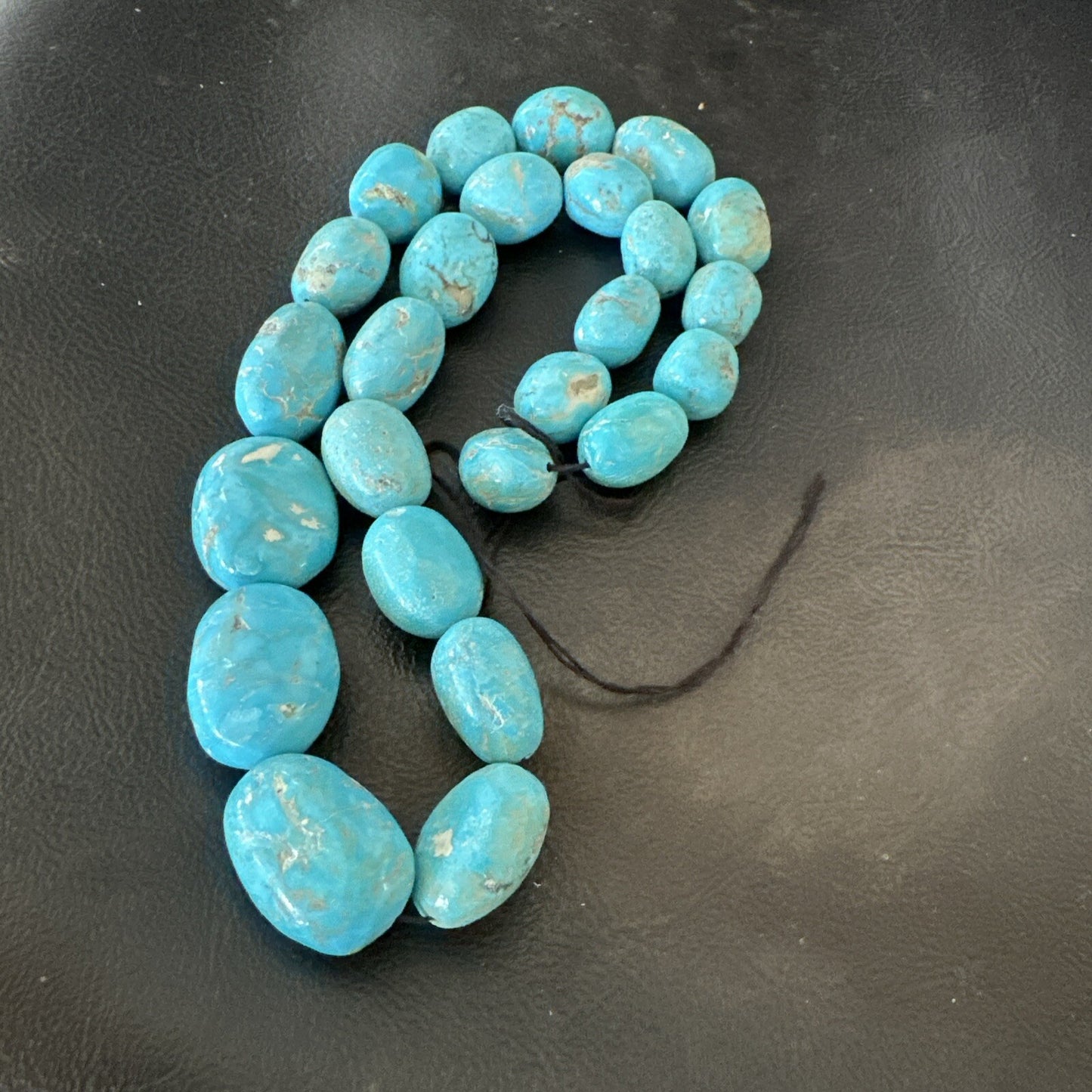 Authentic Blue Sleeping Beauty Graduated Turquoise Nugget Strand 18” 18499