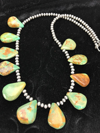 Native American Navajo Pearls St Silver Royston Turquoise Necklace 10072