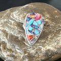 Blue Turquoise Spiny Oyster Navajo Ring Size 7 | Sterling Silver | Authentic Native American Handmade | 18226