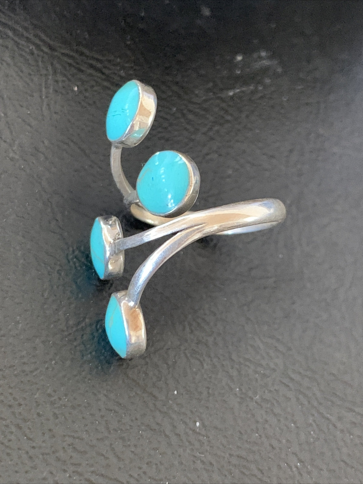 Blue Kingman Turquoise Southwestern Sterling Silver Ring Size 6 19460