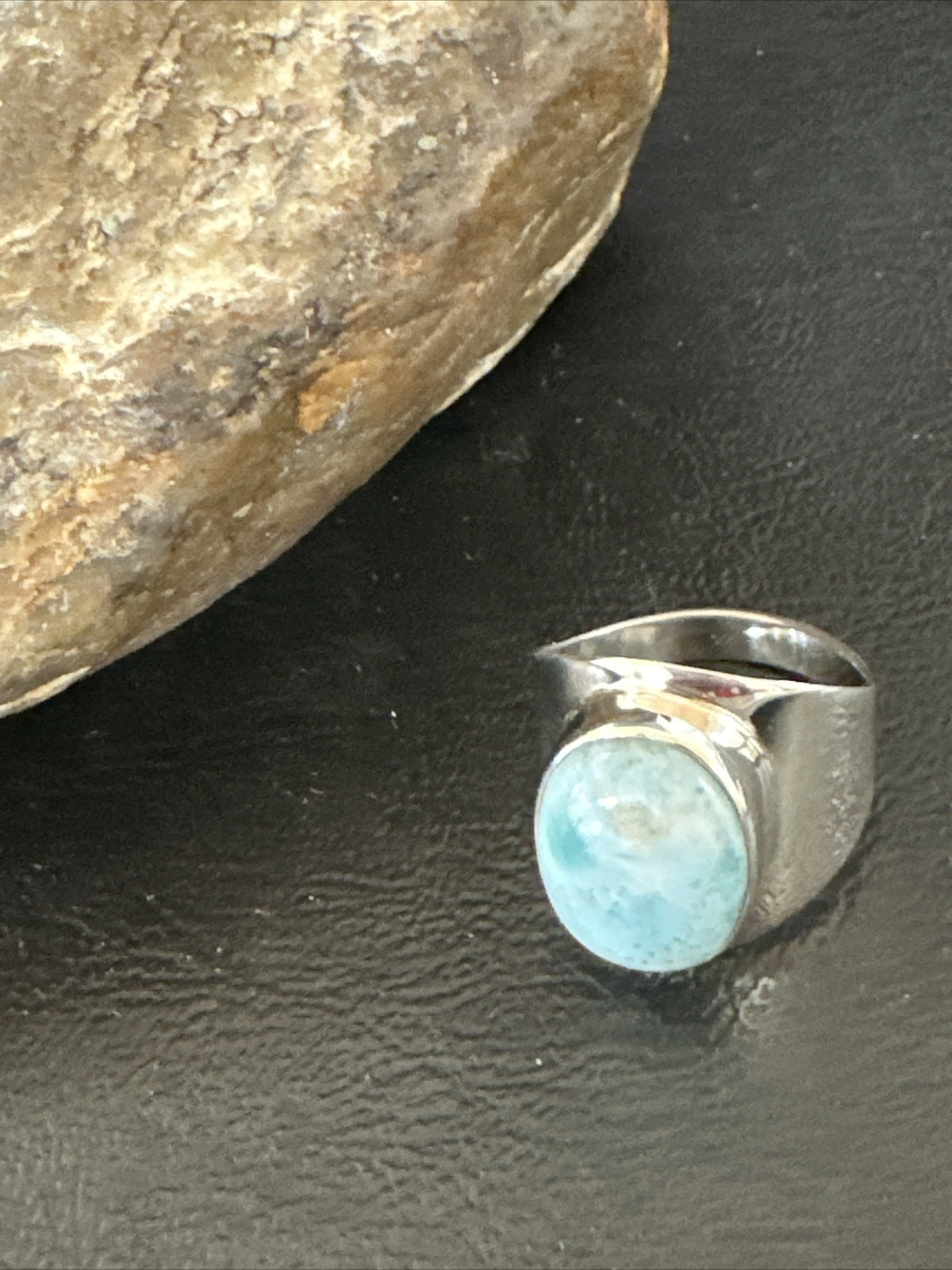 Womens Blue Larimar Navajo Sterling Silver Ring Size 9 17673