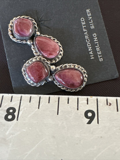 Native Purple Spiny Oyster Navajo Sterling Silver Dangle Earrings 1" 1606
