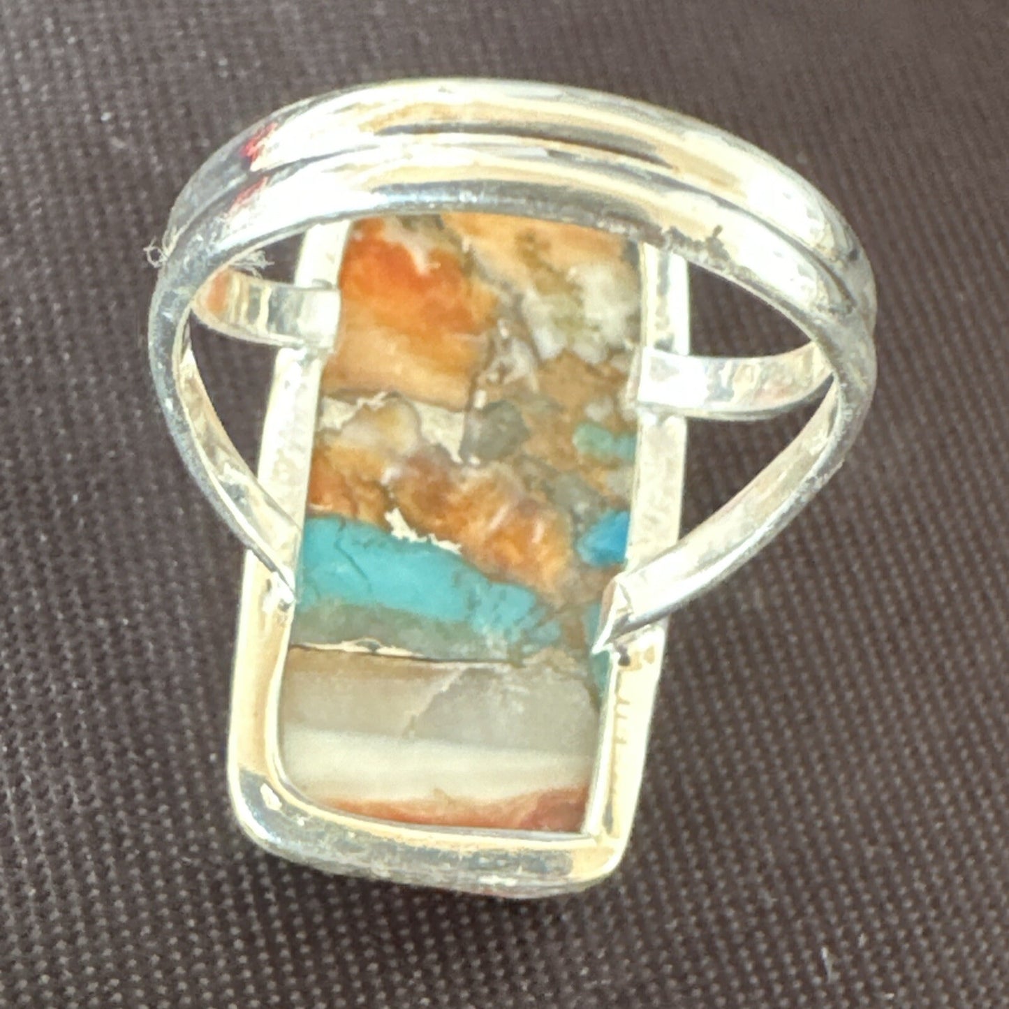 Blue Turquoise Spiny Oyster Navajo Sterling Silver Ring Size 7 18225