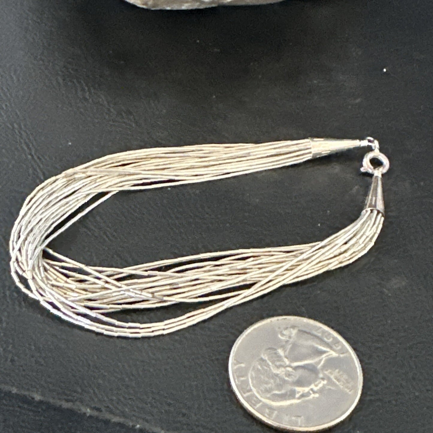 Womens Heishi Liquid Sterling Silver 20 Strands Bracelet 8” 4392
