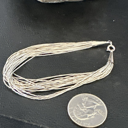 Womens Heishi Liquid Sterling Silver 20 Strands Bracelet 8” 4392