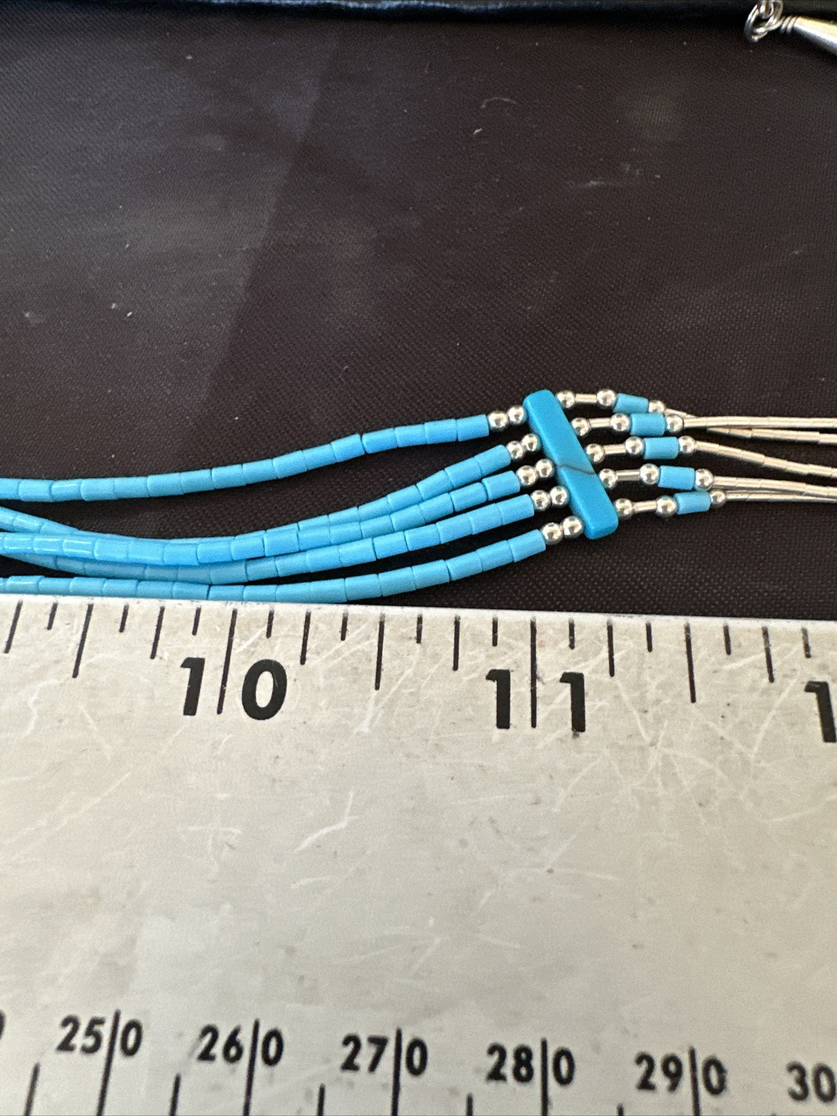 Blue Turquoise 5 Strand Heishi Liquid Sterling Silver Necklace 17854