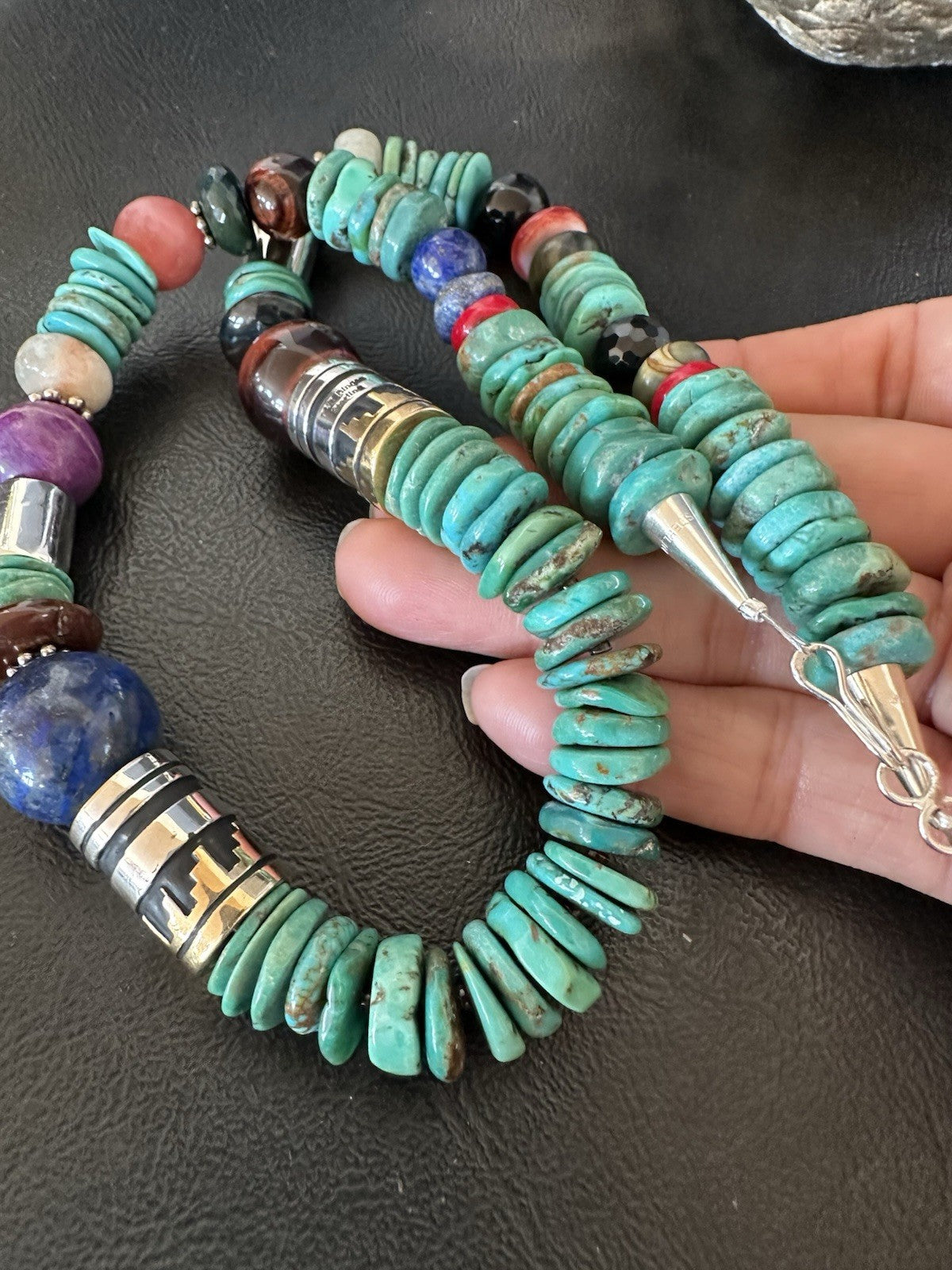 Tommy Rosita Singer T R Sterling Silver Blue Turquoise Bead Necklace 21 in 19412