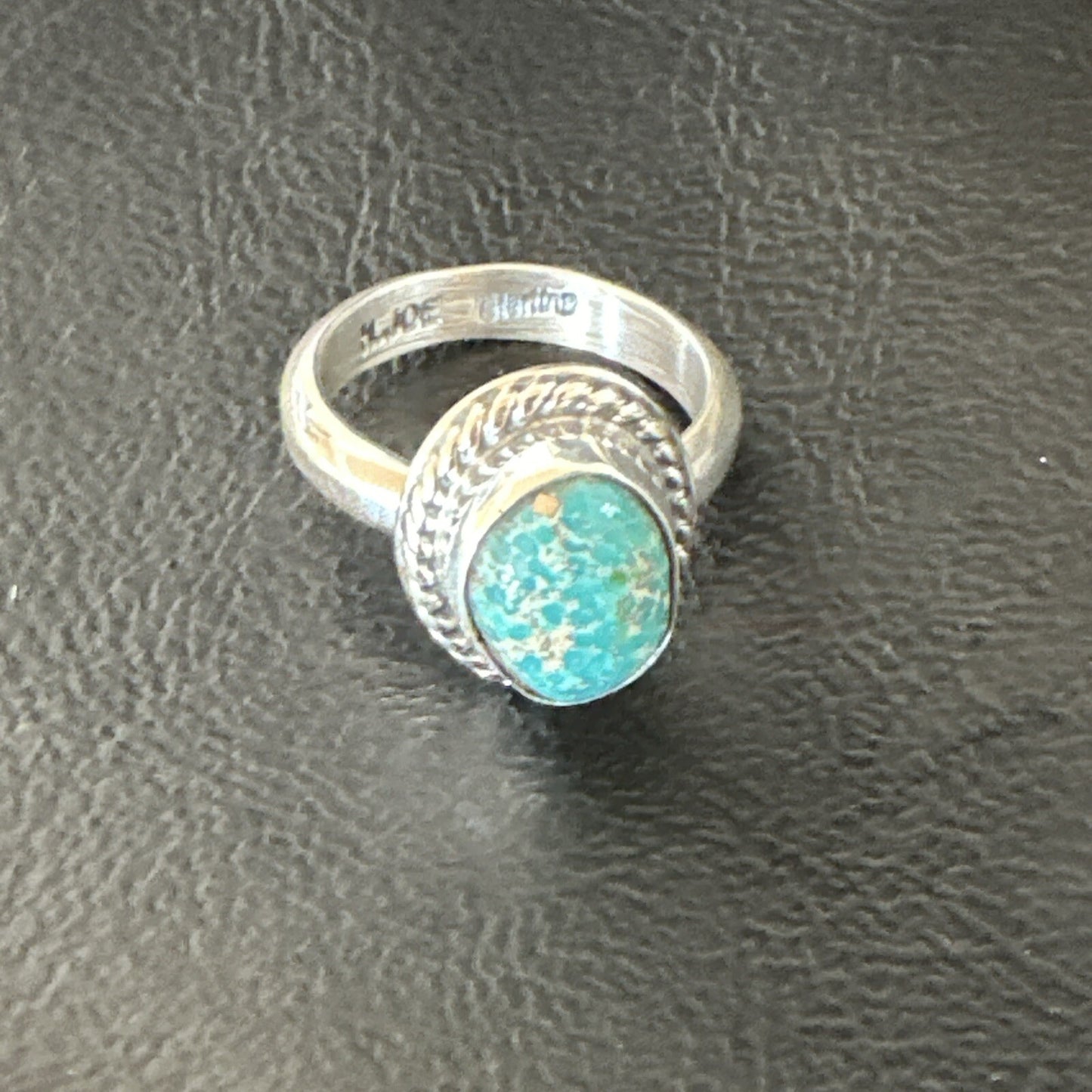 Womens Blue Sonoran Turquoise Navajo Sterling Silver Ring Size 8.5 18002