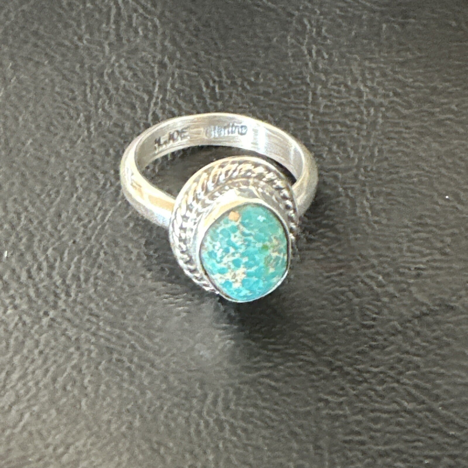 Womens Blue Sonoran Turquoise Navajo Sterling Silver Ring Size 8.5 18002