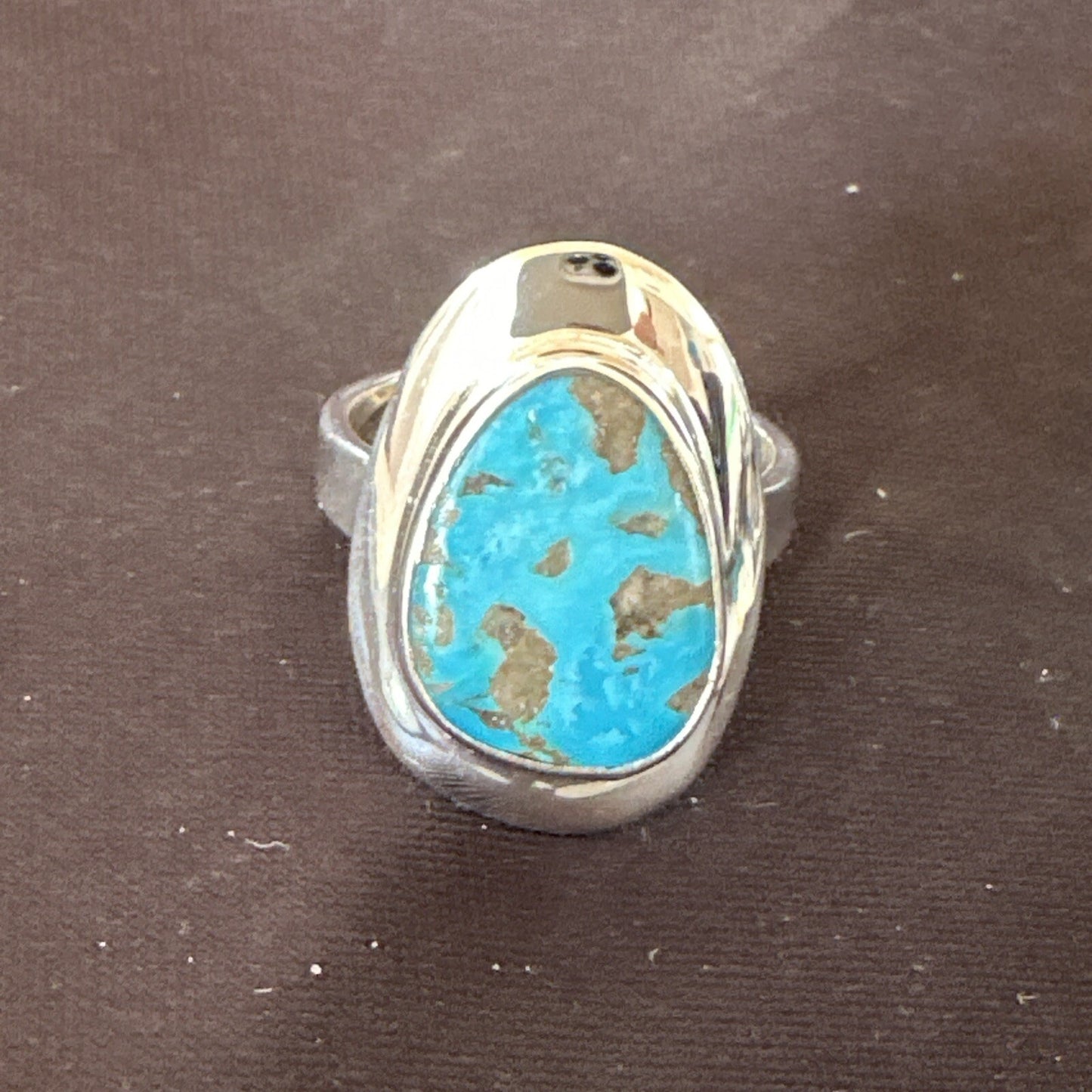 Southwestern Sterling Silver Blue Kingman Turquoise Ring Size 8 18520