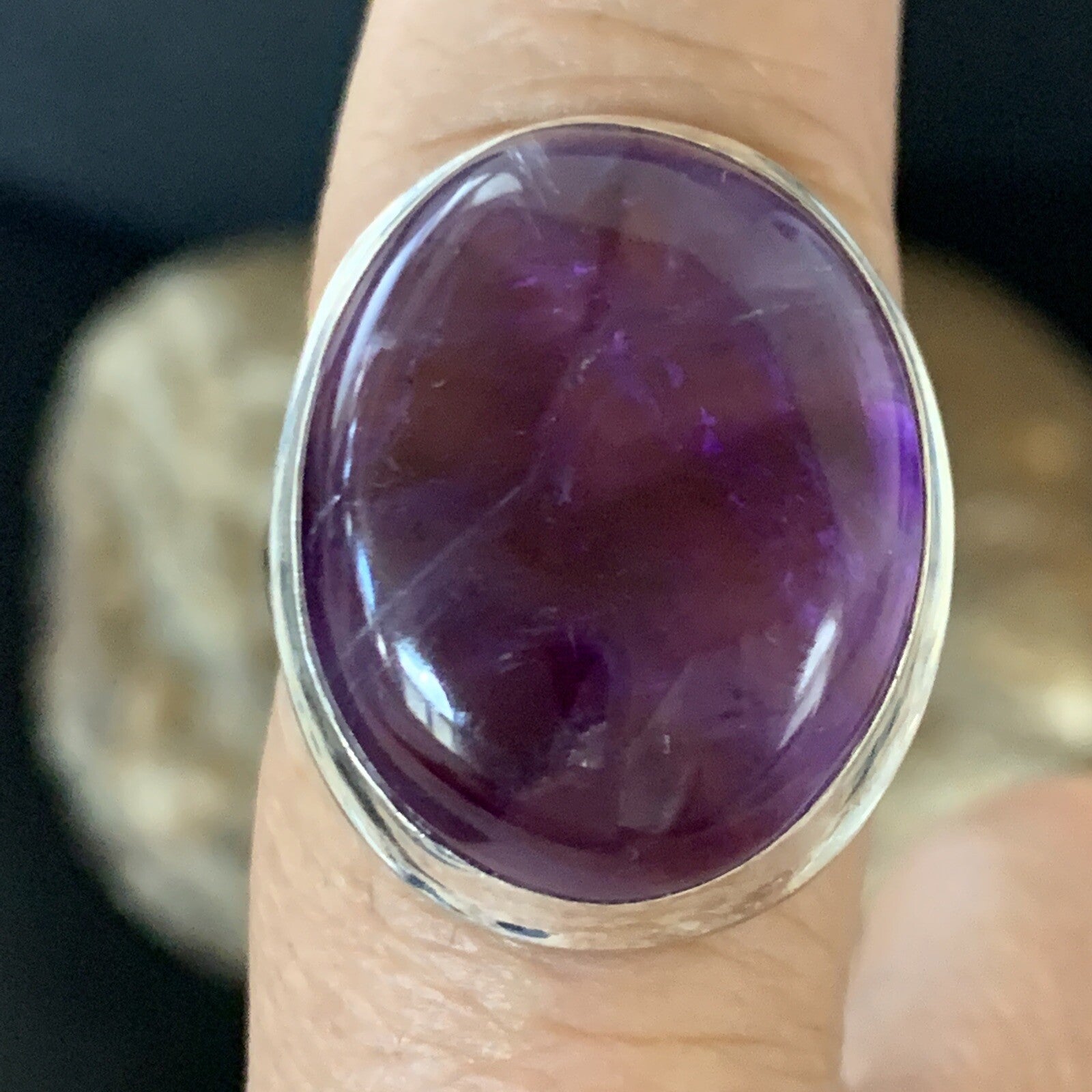 Navajo Purple Amethyst Sterling Silver Ring Size 8.5 12943