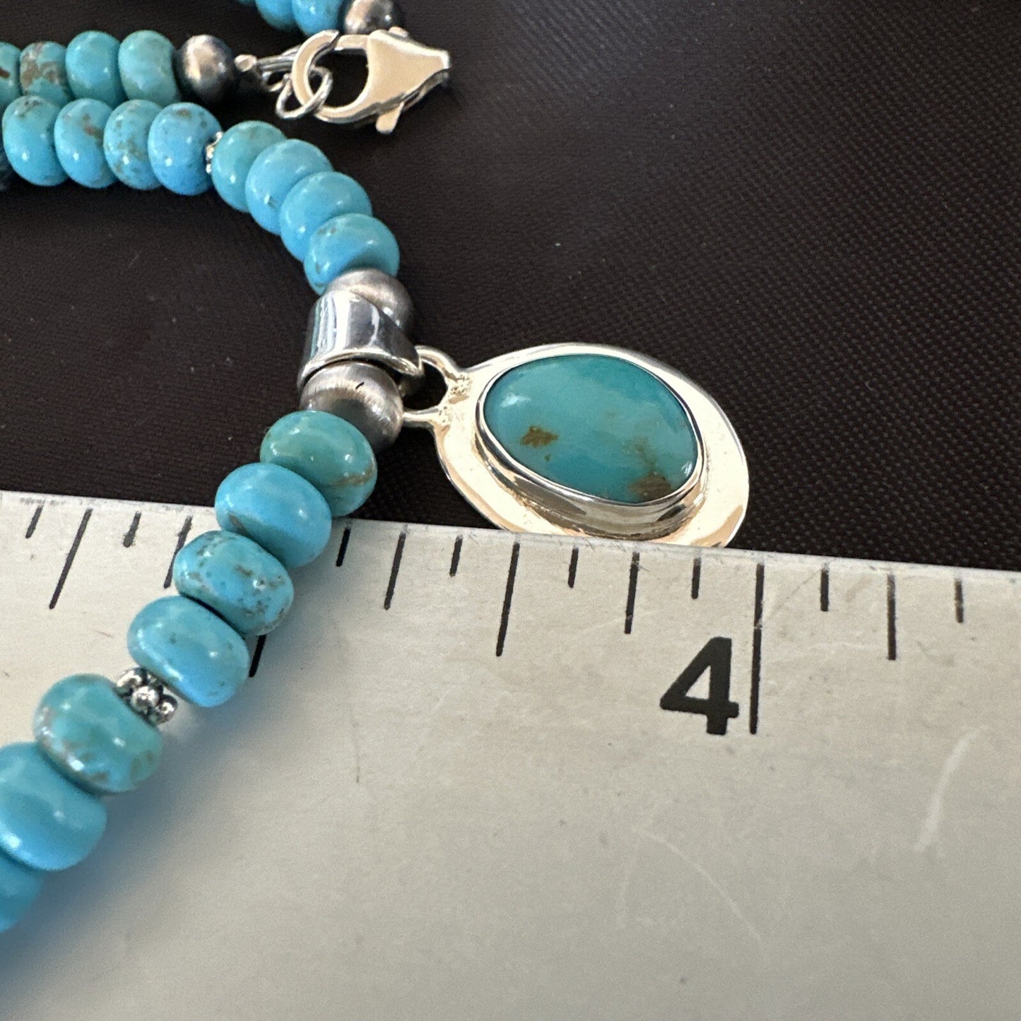 WoMens Blue Kingman Turquoise Pendant Navajo Sterling Silver Necklace 21" 17931