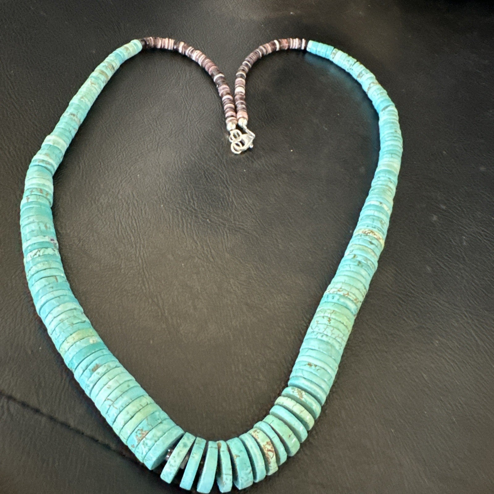 Santo Domingo Stabilized Blue Turquoise Necklace 26” 19599