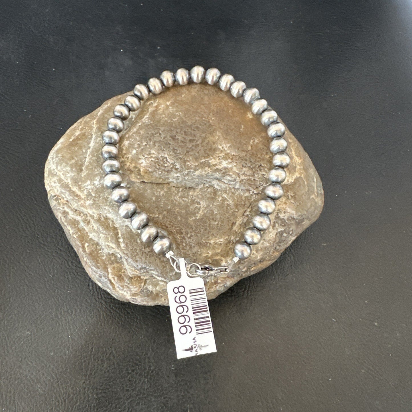 Native American Navajo 6mm Beads 7” Sterling Silver Bracelet 99967
