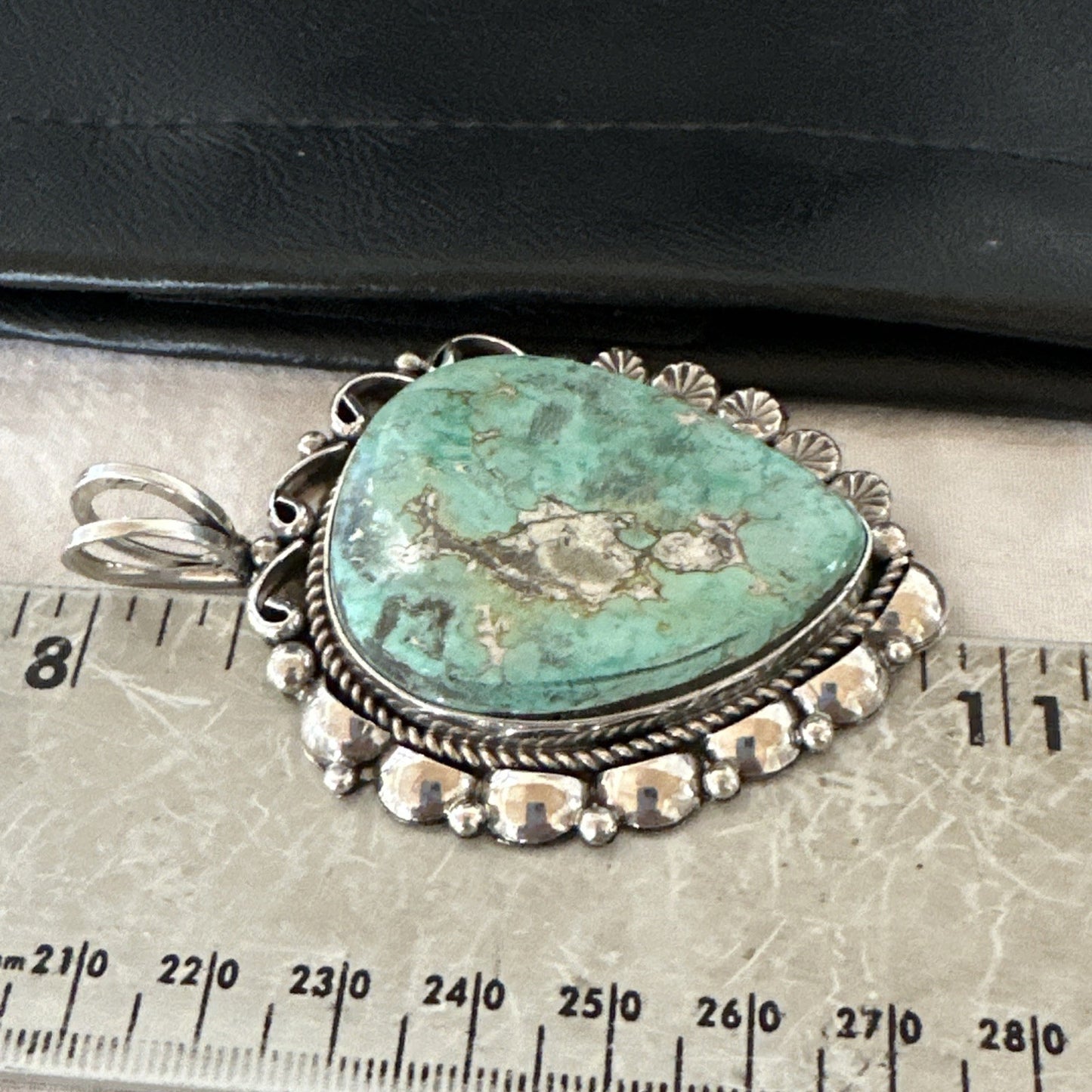 Men Women Green Royston Turquoise Pendant Navajo Sterling Yazzie 19521