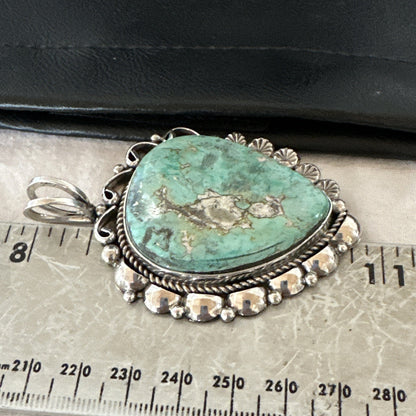 Men Women Green Royston Turquoise Pendant Navajo Sterling Yazzie 19521