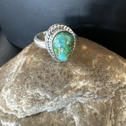 Womens Blue Sonoran Turquoise Navajo Sterling Silver Ring Size 10 18003