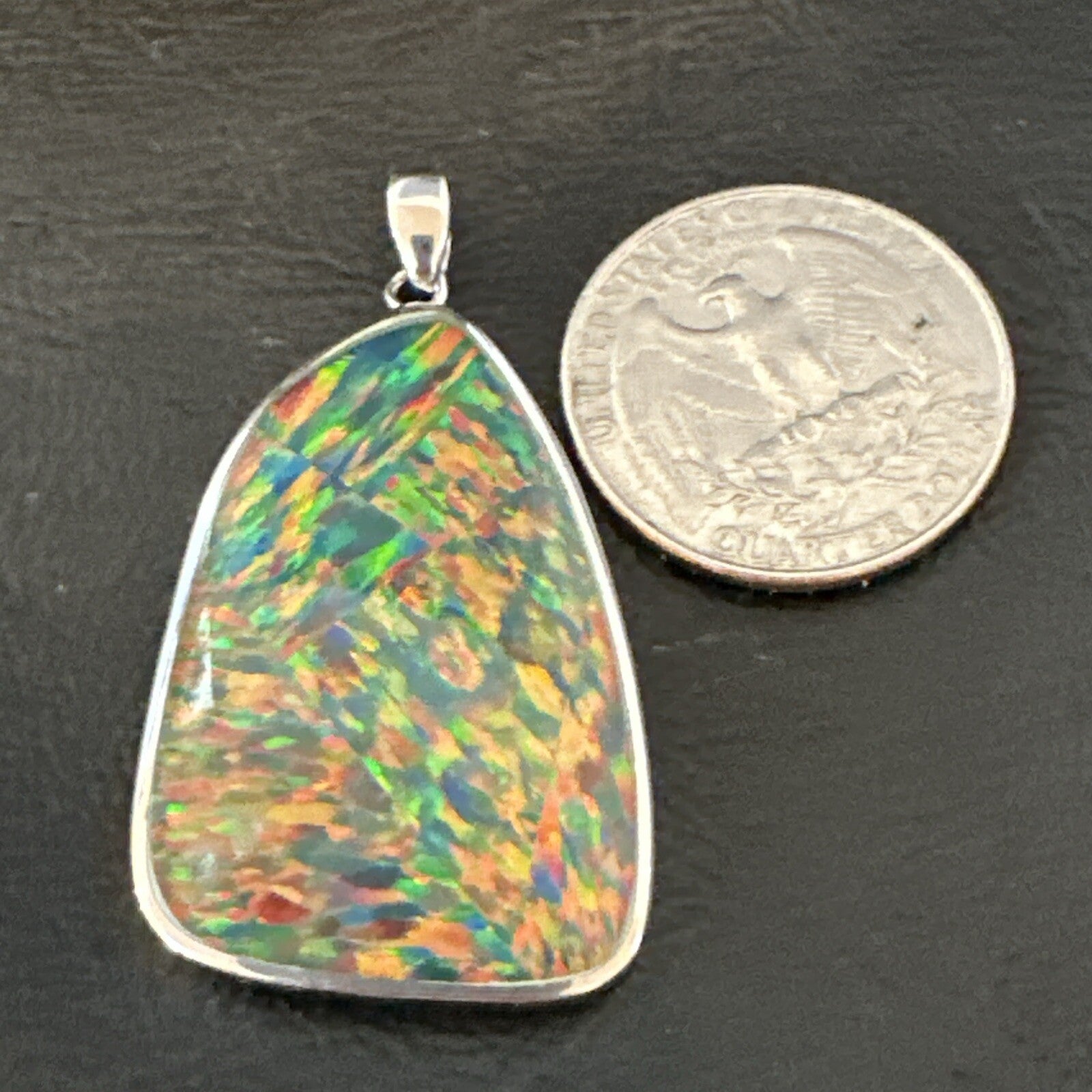 Mens Womens Multicolor Gilson Opal Navajo Sterling Silver Inlay Pendant 18611