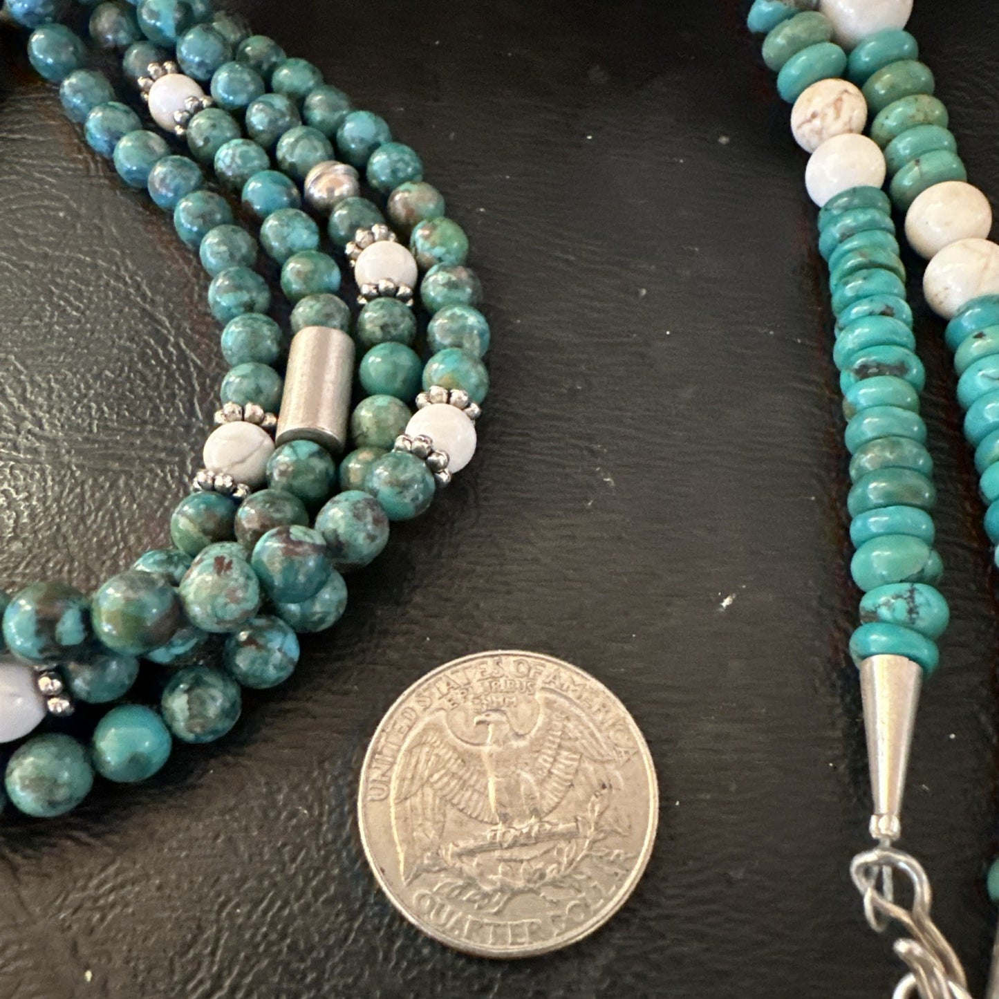 Tommy & Rosita Singer T R Sterling Silver Turquoise 4 Strand Necklace 30” 19758