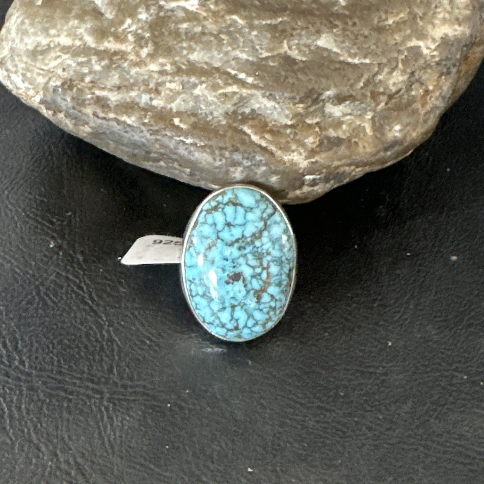 Blue Turquoise#8 Southwestern Sterling Silver Ring Size 7 19739