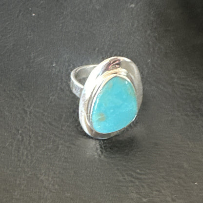 Southwestern Sterling Silver Blue Kingman Turquoise Ring Size 9 18529
