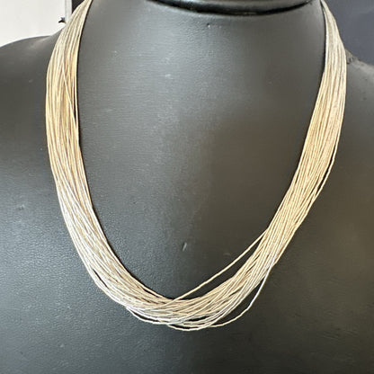 Silver Heishi Liquid All Sterling 30S Necklace 17" 17928