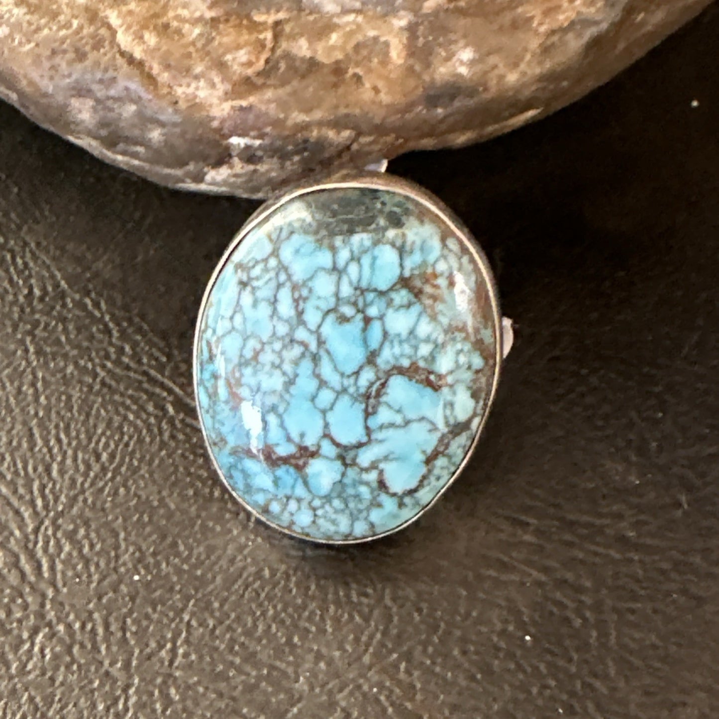 Blue Turquoise#8 Southwestern Sterling Silver Ring Size 5 19727