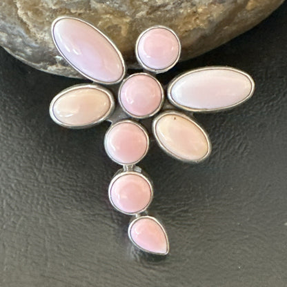 Gorgeous DragonFly Pink Conch Cluster Ring Handmade Adjustable Navajo Sz 8 18778
