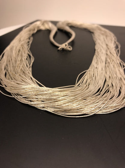 Heishi Tubes Liquid Sterling Silver 100 Strander Necklace 28" 14705