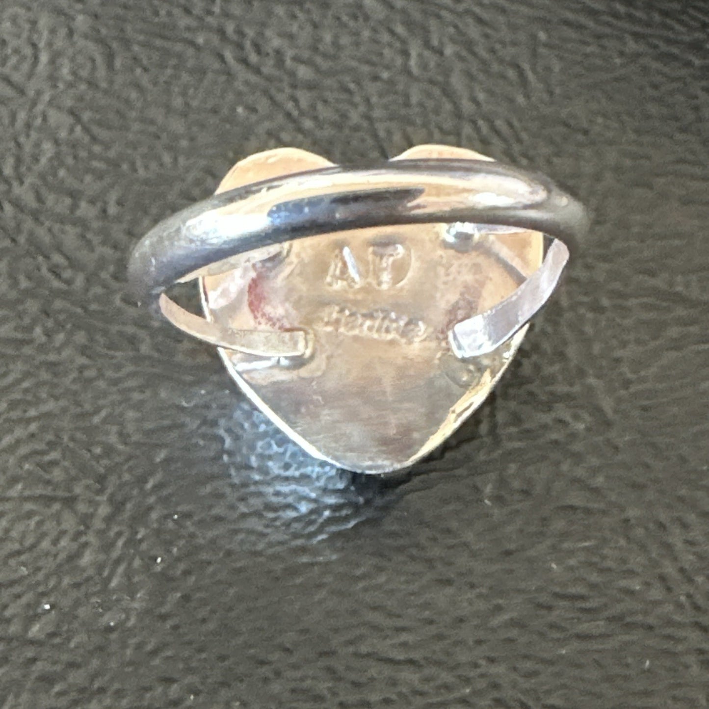 Orange Heart Ring Handmade Navajo Spiny Oyster Sterling Silver Sz 8 19326