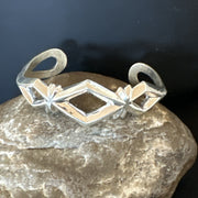 Tufa Cast Women's Navajo Cuff Bracelet | Sterling Silver | Authentic Native American Handmade | 19353
