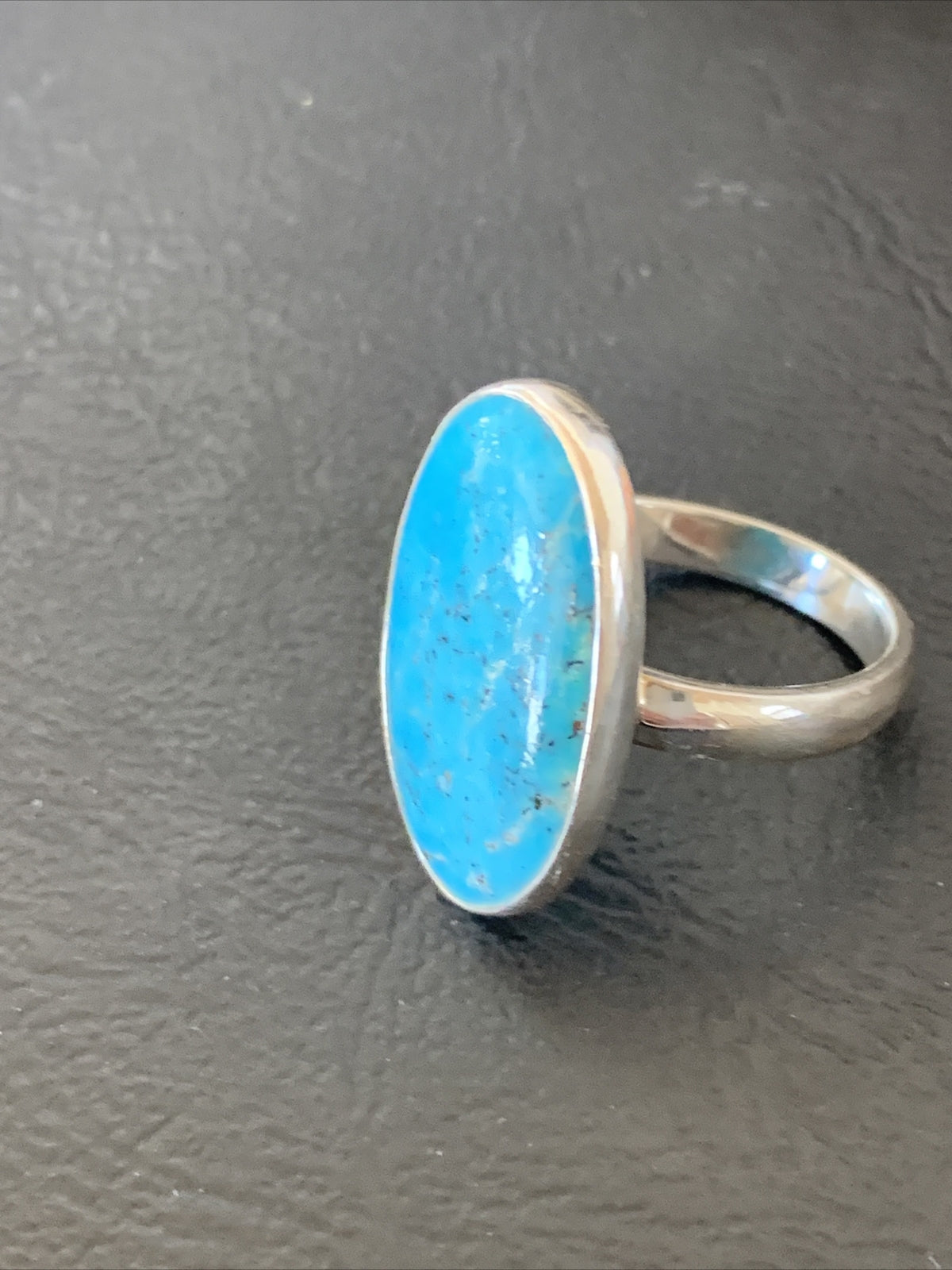 Womens Blue Kingman Turquoise Navajo Sterling Silver Ring Size 7.5 11616