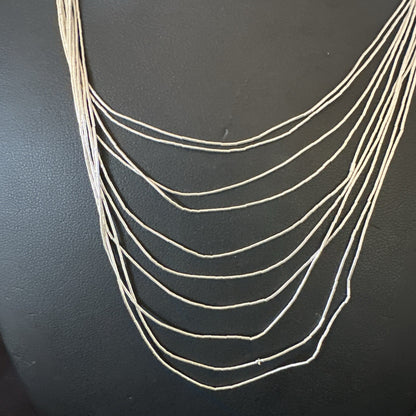 Graduated Bib Heishi Liquid All Sterling Silver 10S Necklace 20" 17244